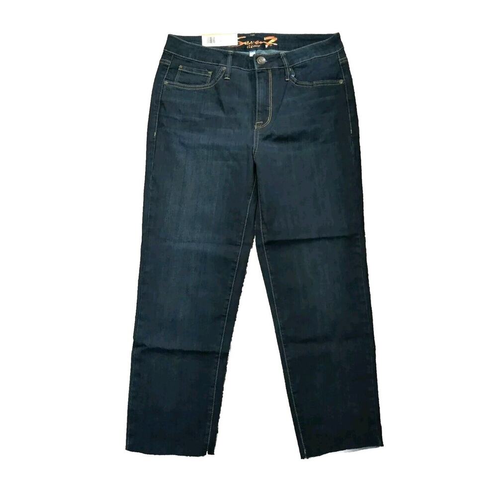 NWT‎ Seven 7 Cropped Jeans Women's Size 8 Tower Straight High Waist Dark Blue